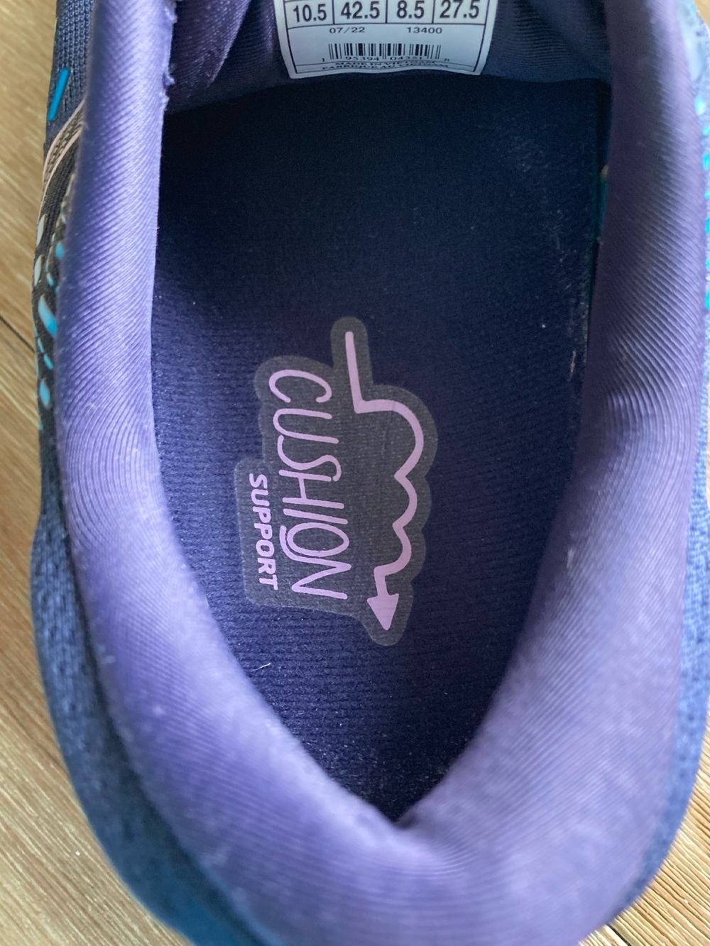 Brooks Glycerin GTS 20 US WMN 10.5 Navy Teal Purple Running No Tie Bungie Laces - Picture 10 of 12
